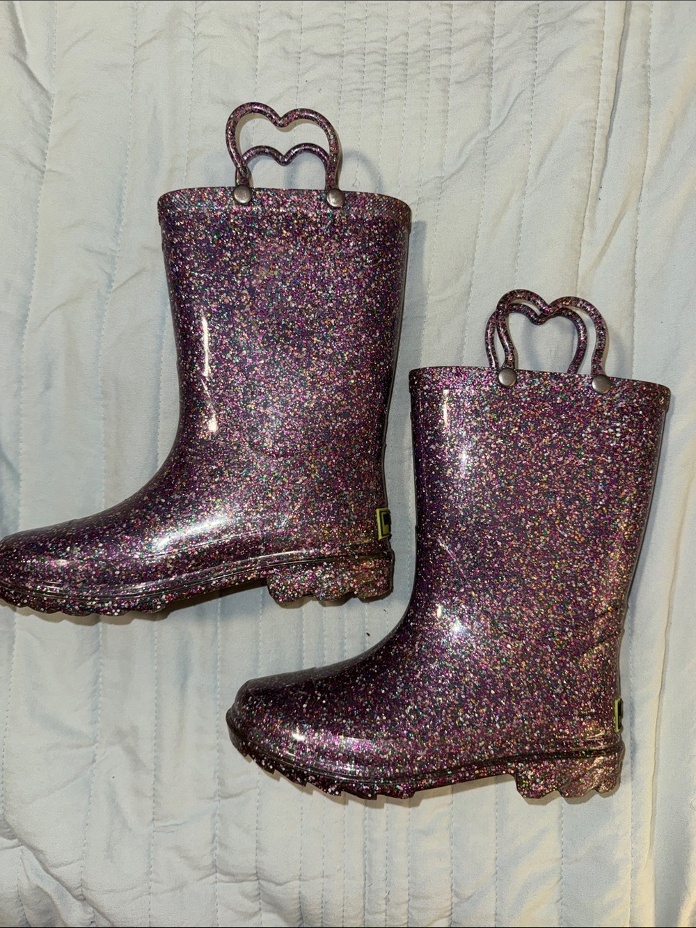 Purple Glitter Rain Boots - Light Up When Stomping in Puddles!